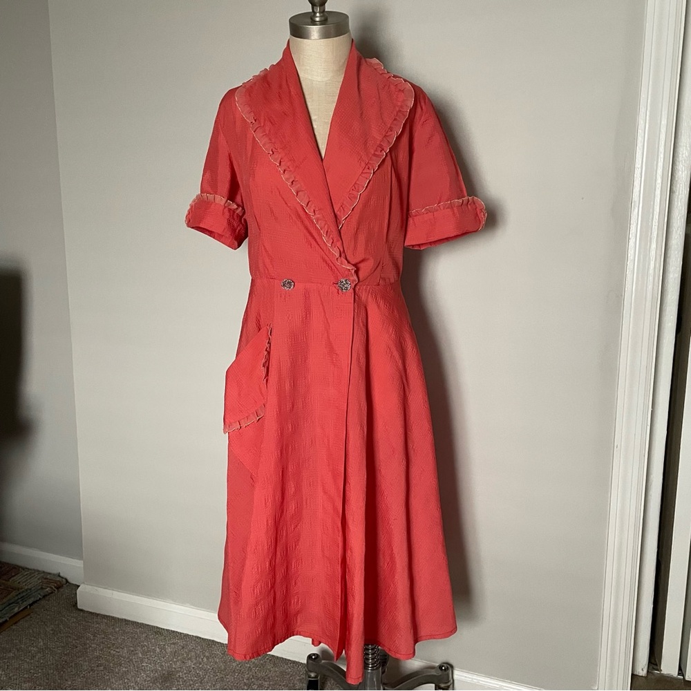 Vintage 50’s Jane Joyce coral with lace trim dress